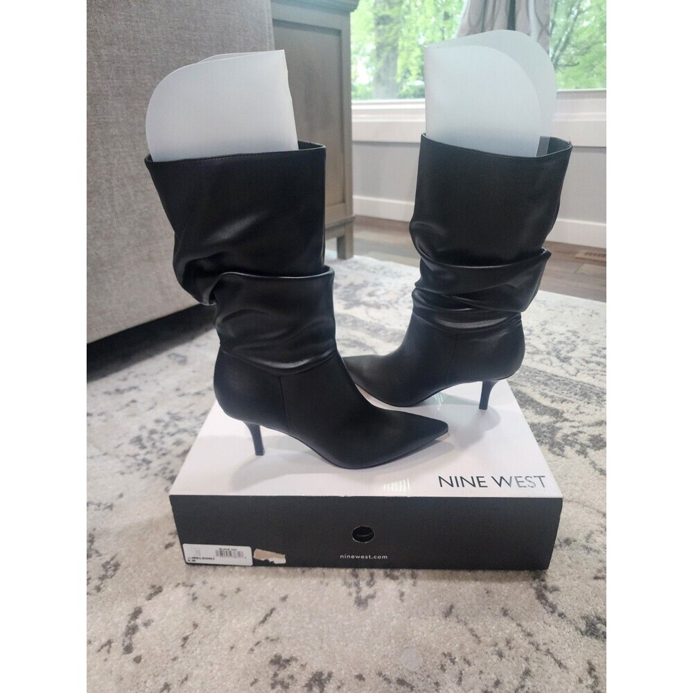NEW Nine West Melson Women's Boot Shouched Dress Heels Size 9 M Black